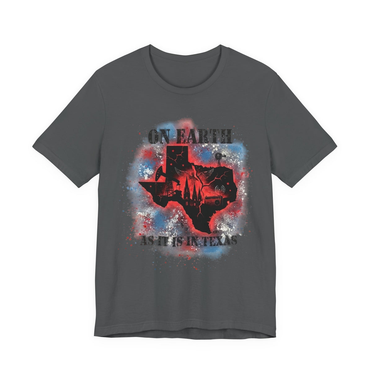 On Earth As It Is In Texas tee | Texas silhouette, skyline, watercolor earth