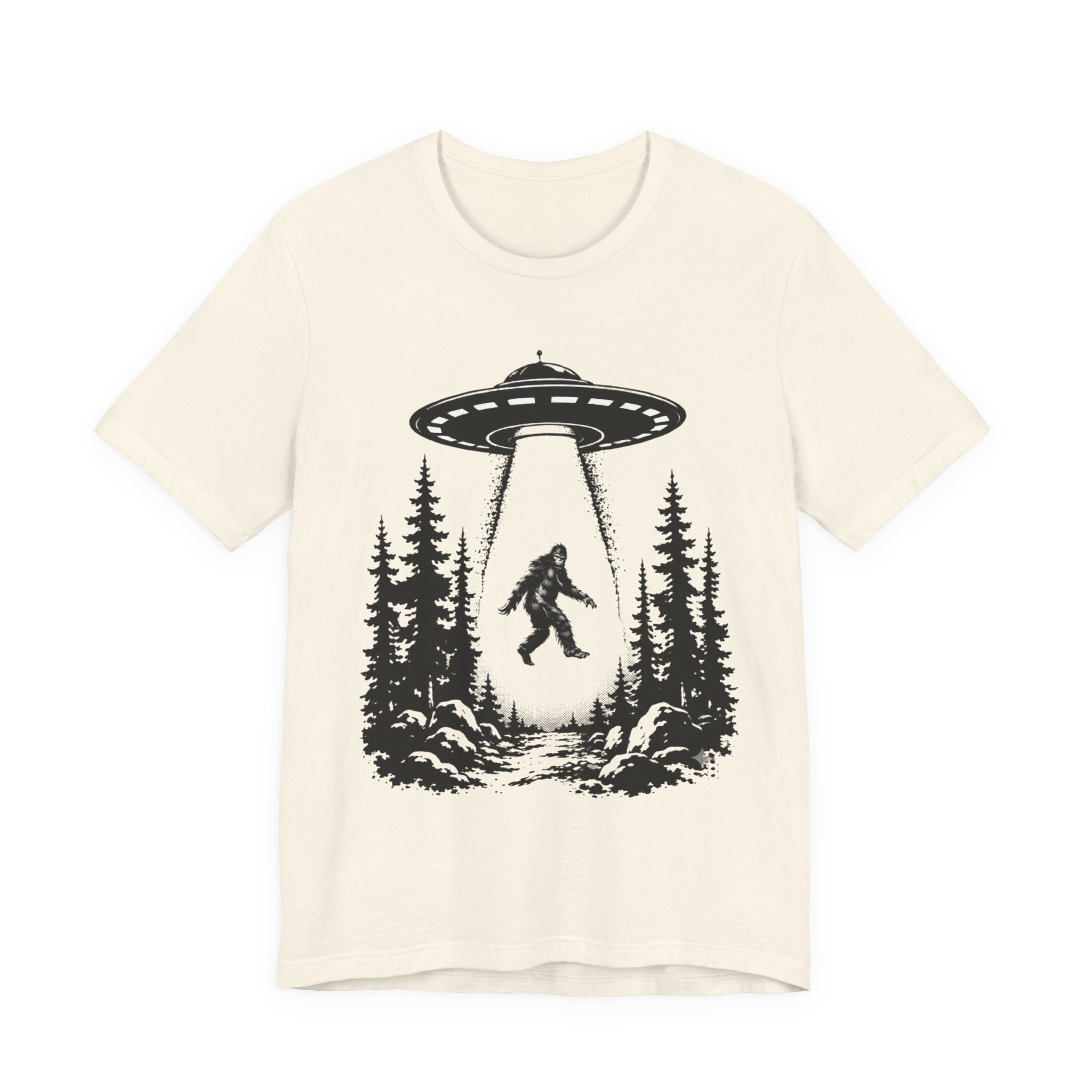 Sasquatch Abduction T-Shirt | UFO Bigfoot Forest Bigfoot Alien Beam