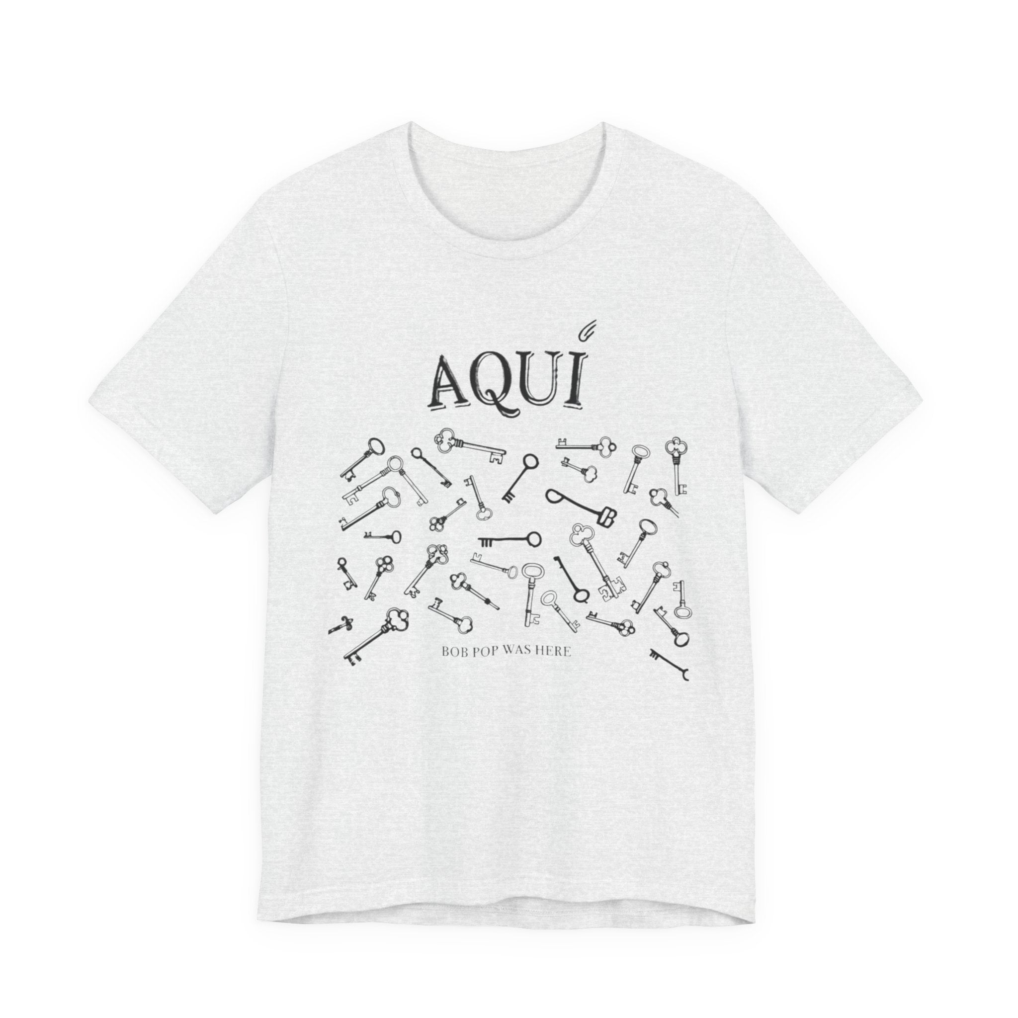 Aqui keys graphic Tee | Aquí scattered vintage key illustration