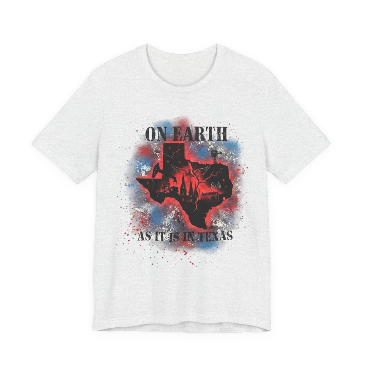 On Earth As It Is In Texas tee | Texas silhouette, skyline, watercolor earth