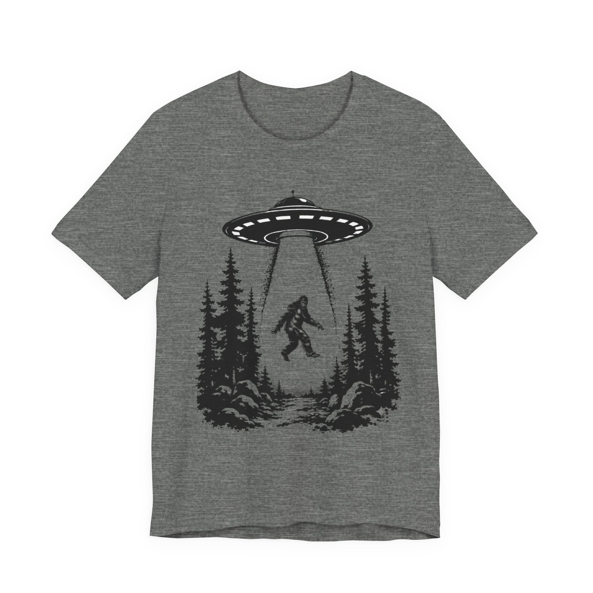 Sasquatch Abduction T-Shirt | UFO Bigfoot Forest Bigfoot Alien Beam