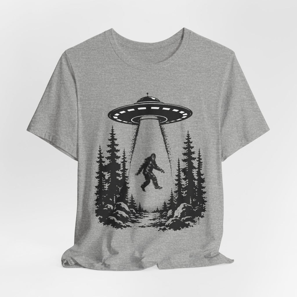 Sasquatch Abduction T-Shirt | UFO Bigfoot Forest Bigfoot Alien Beam