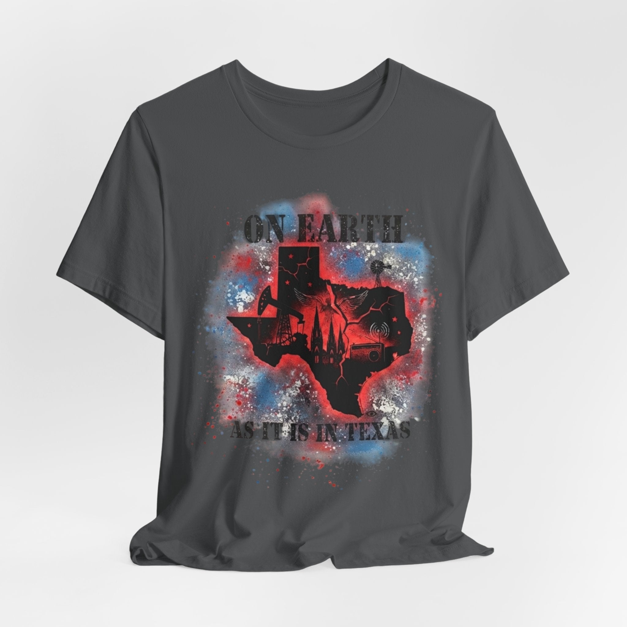 On Earth As It Is In Texas tee | Texas silhouette, skyline, watercolor earth