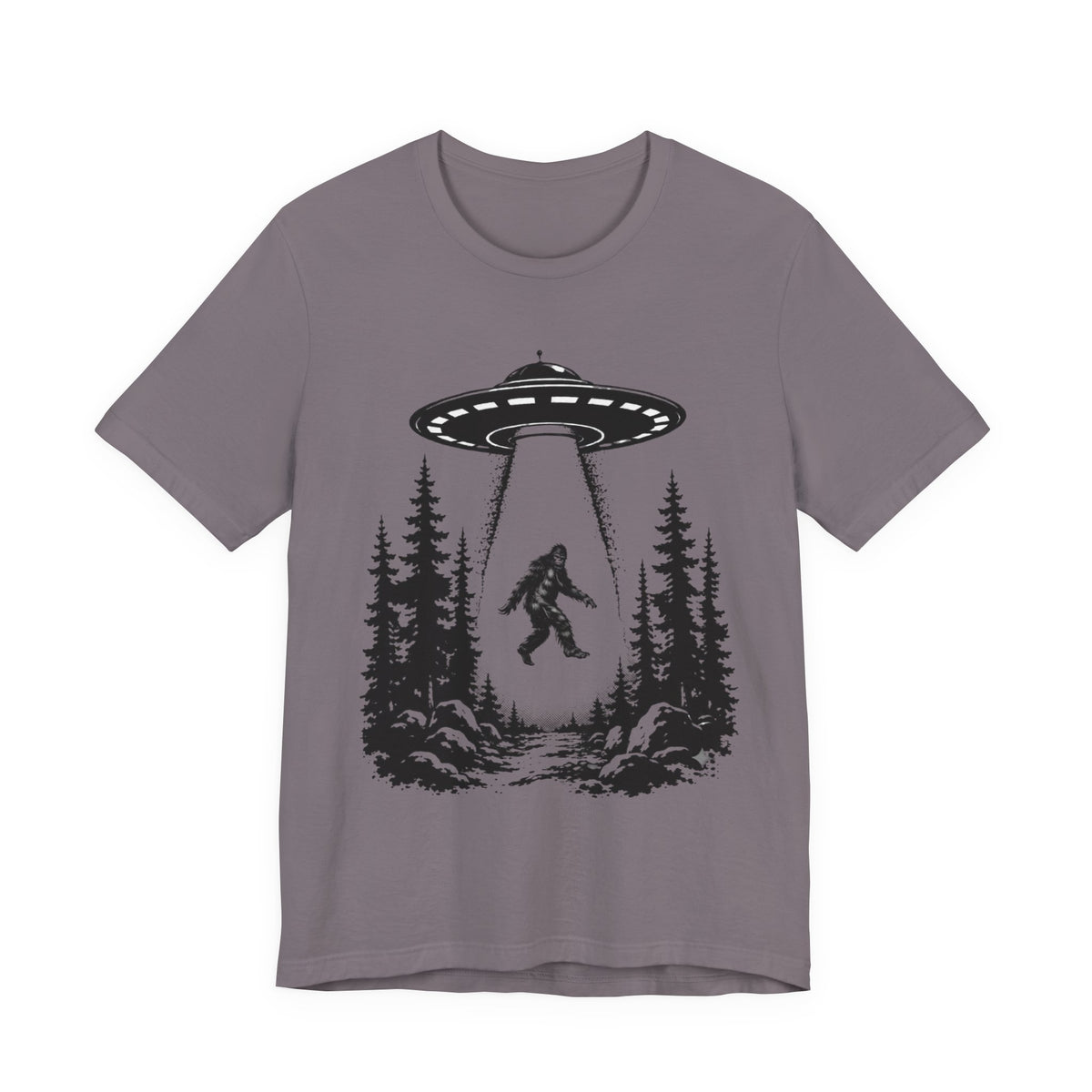 Sasquatch Abduction T-Shirt | UFO Bigfoot Forest Bigfoot Alien Beam