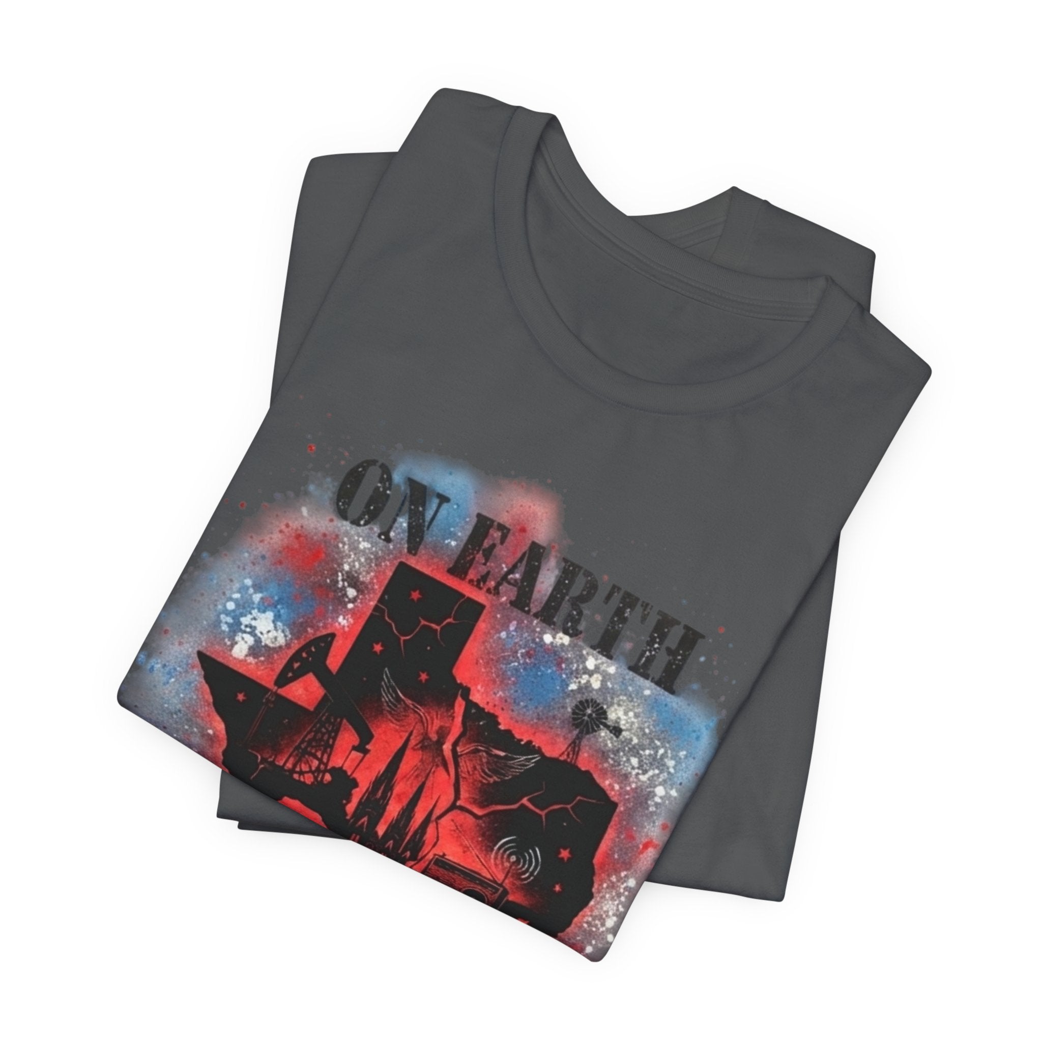 On Earth As It Is In Texas tee | Texas silhouette, skyline, watercolor earth