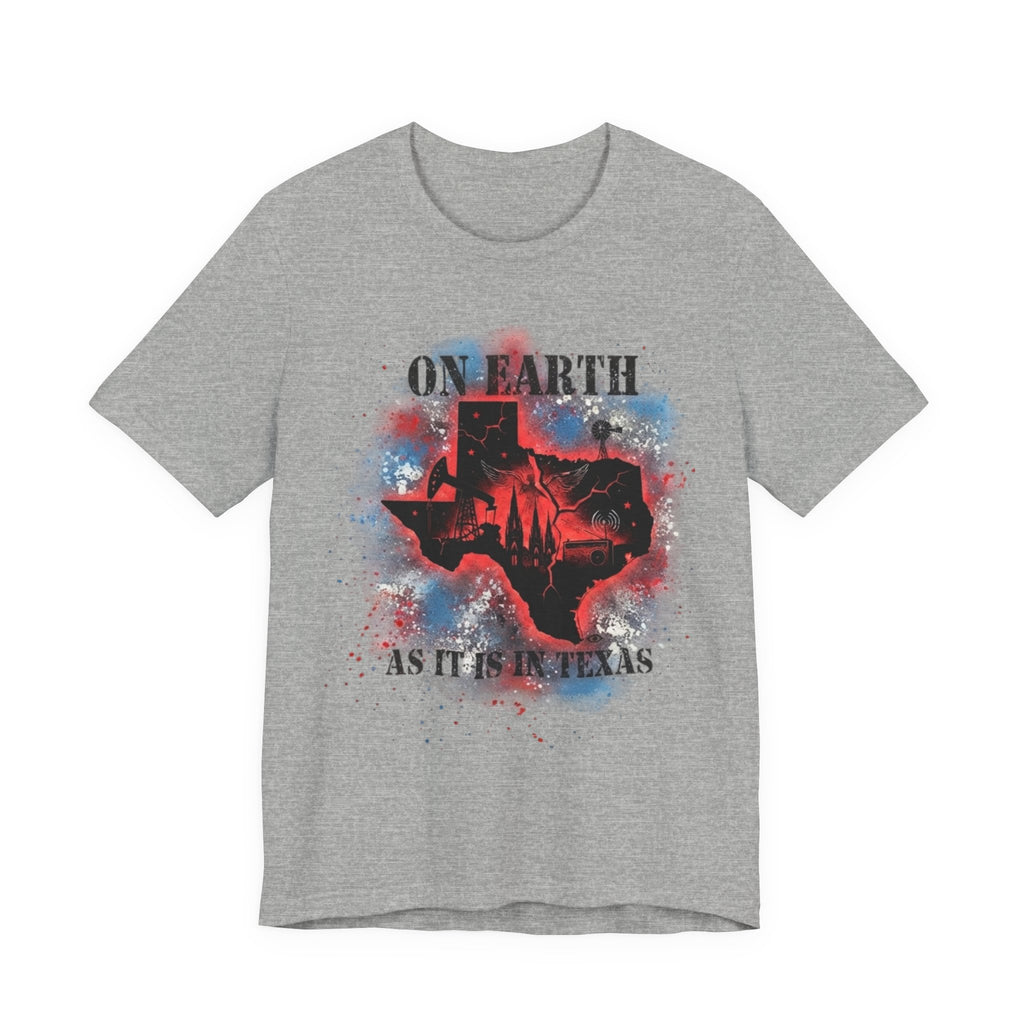 On Earth As It Is In Texas tee | Texas silhouette, skyline, watercolor earth