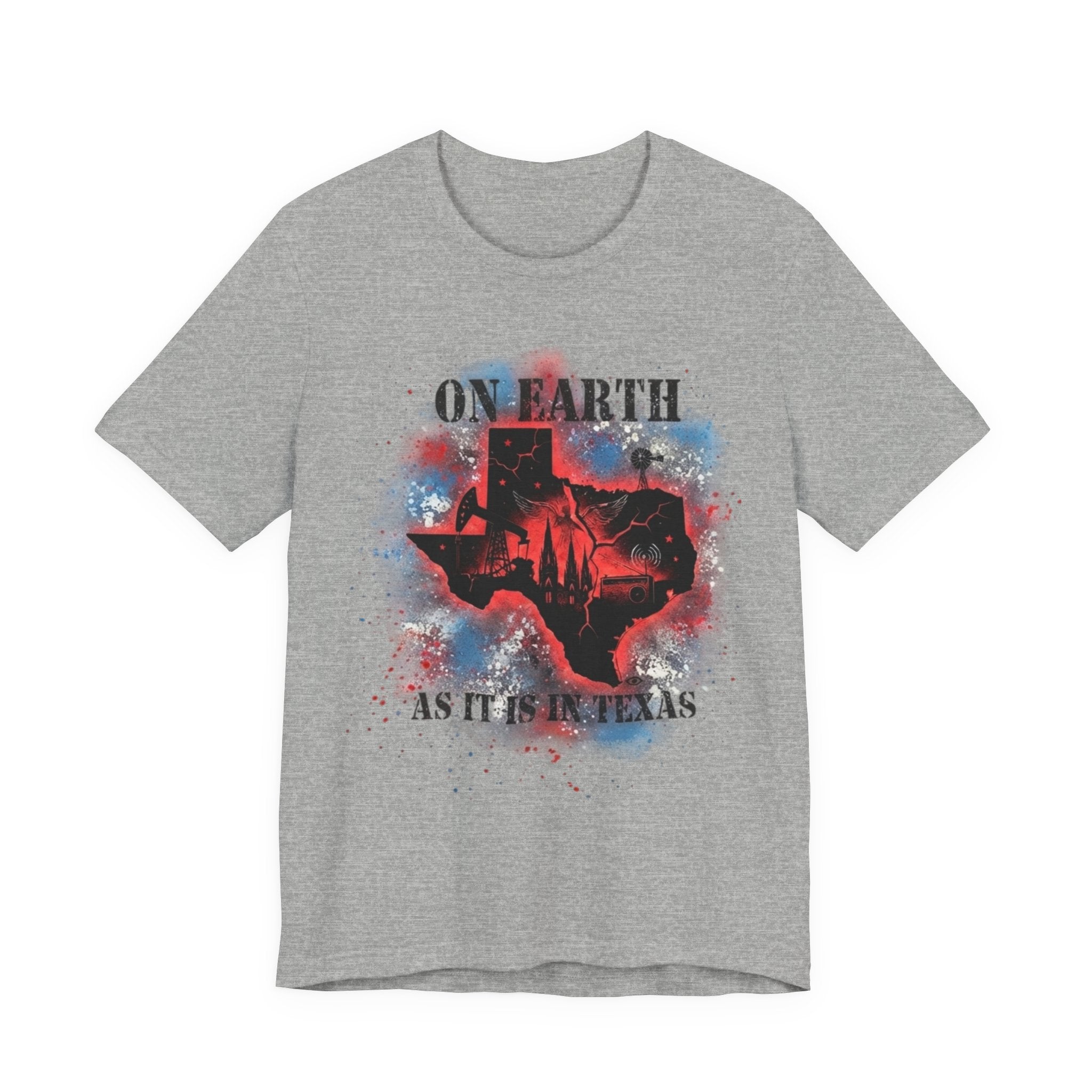 On Earth As It Is In Texas tee | Texas silhouette, skyline, watercolor earth