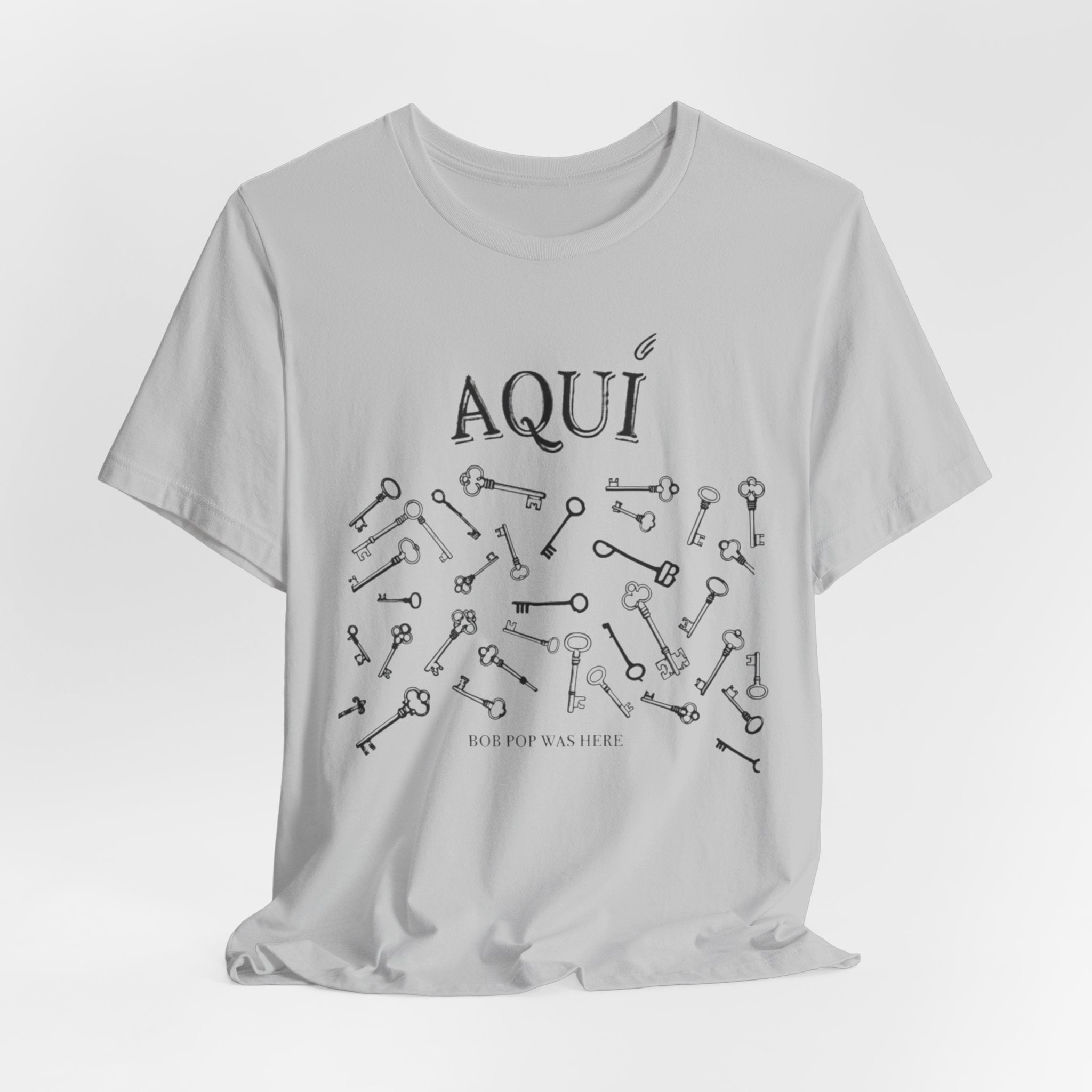 Aqui keys graphic Tee | Aquí scattered vintage key illustration