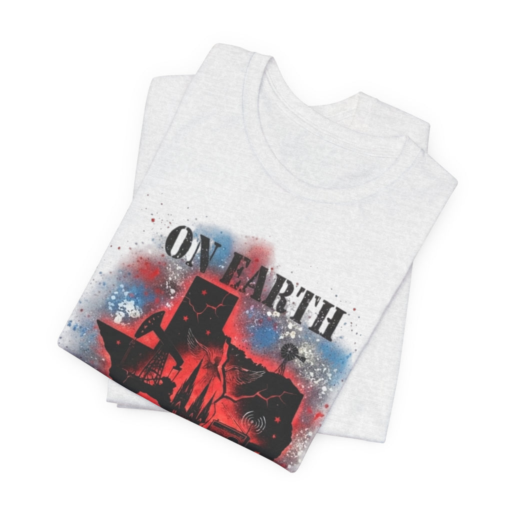 On Earth As It Is In Texas tee | Texas silhouette, skyline, watercolor earth