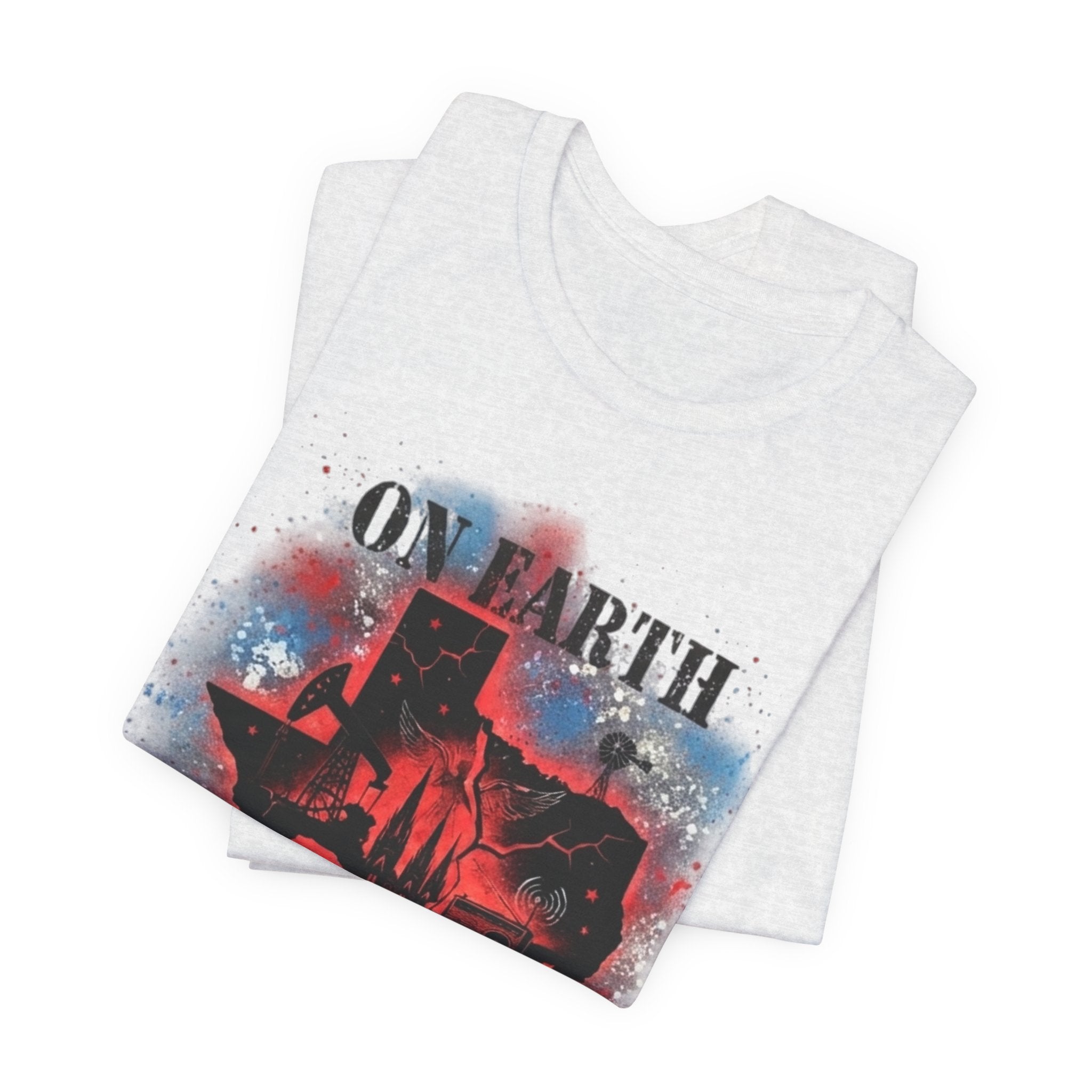 On Earth As It Is In Texas tee | Texas silhouette, skyline, watercolor earth