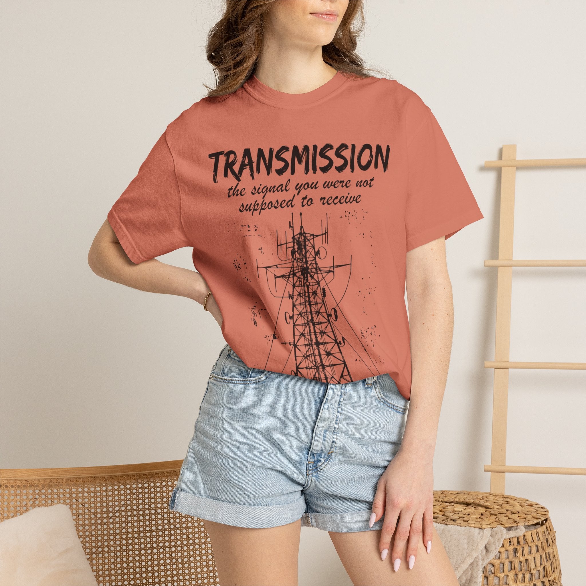 Transmission radio tower tee | Signal sketch graphic T-Shirt