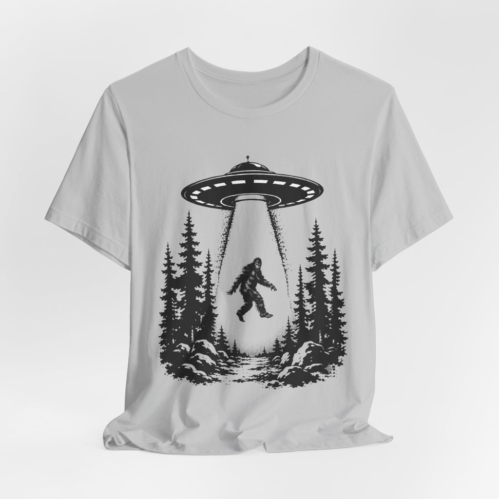 Sasquatch Abduction T-Shirt | UFO Bigfoot Forest Bigfoot Alien Beam