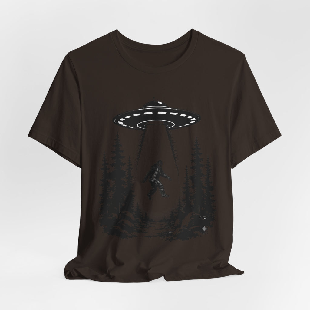 Sasquatch Abduction T-Shirt | UFO Bigfoot Forest Bigfoot Alien Beam