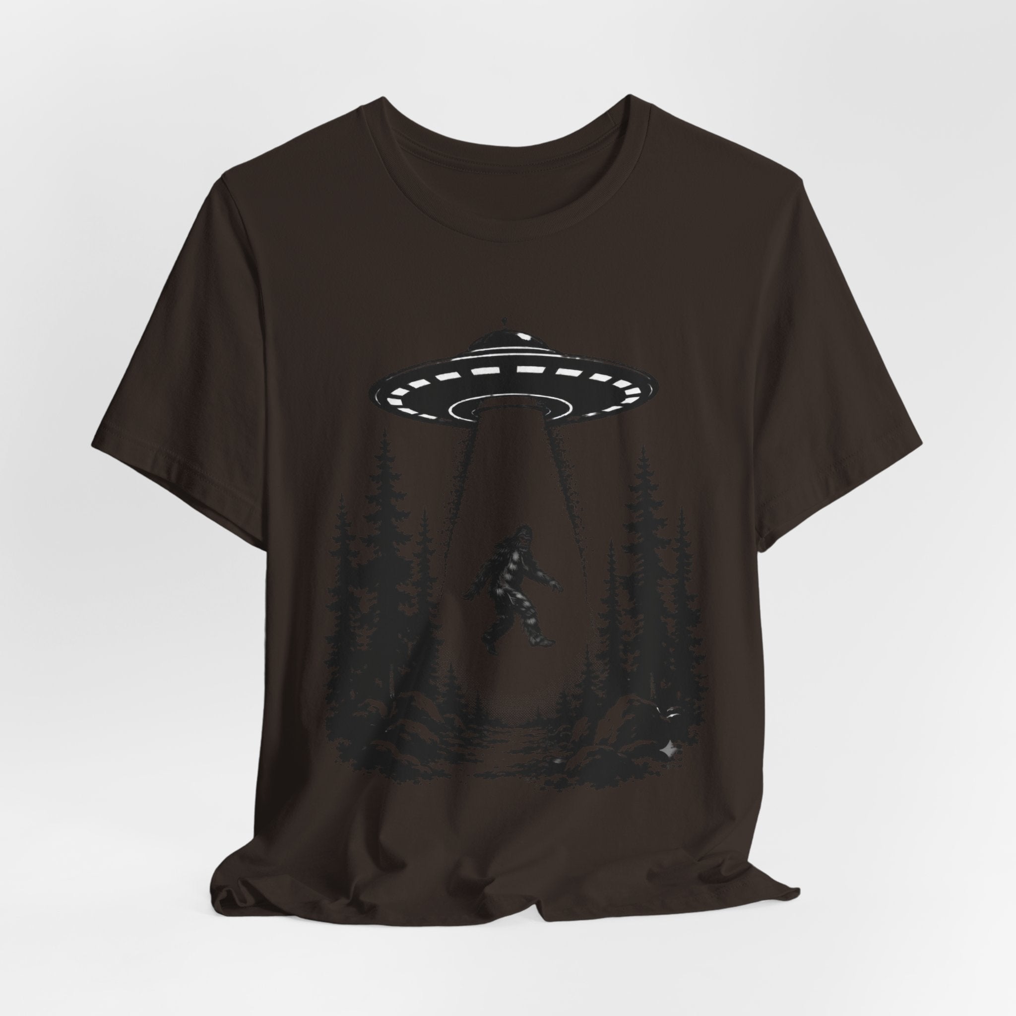 Sasquatch Abduction T-Shirt | UFO Bigfoot Forest Bigfoot Alien Beam