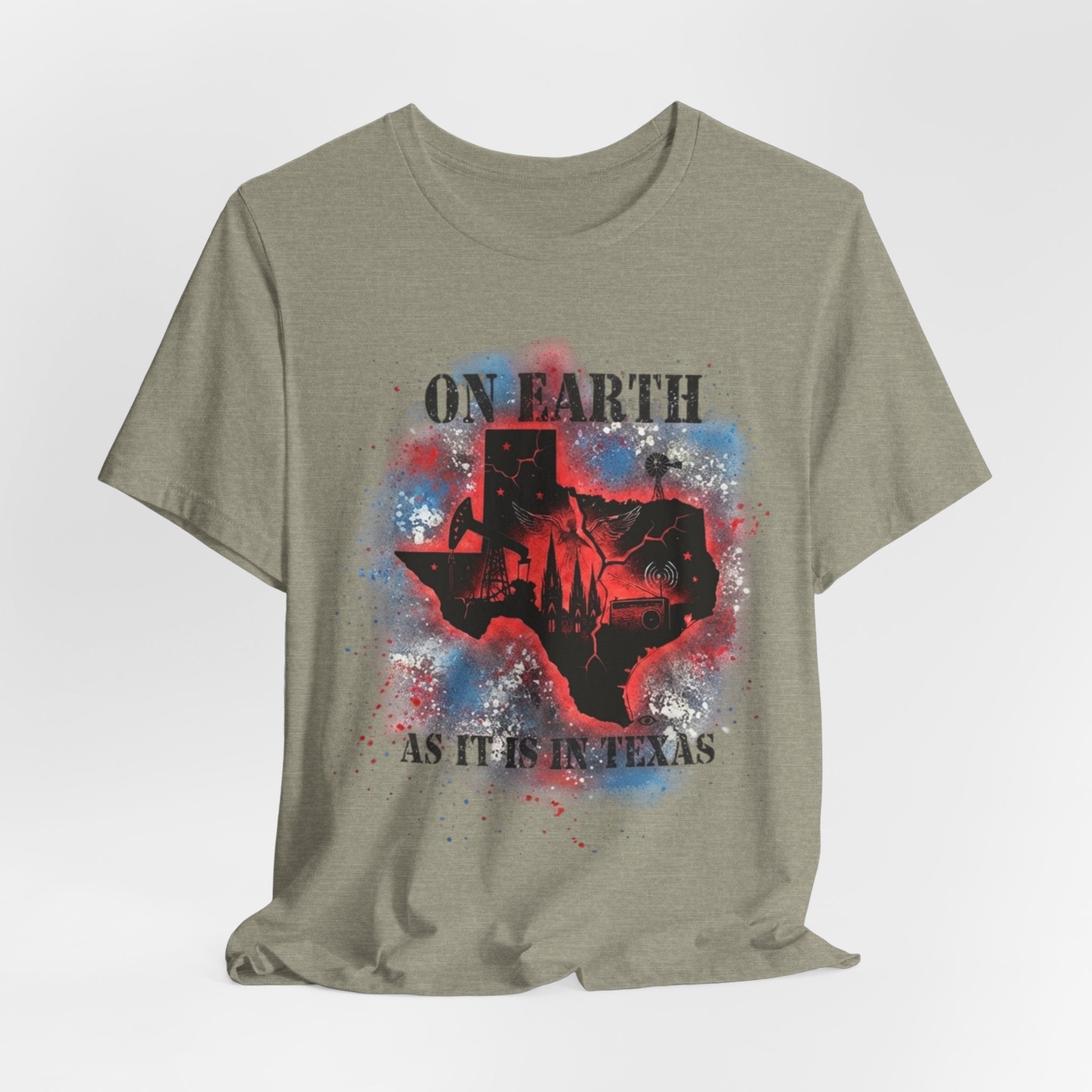 On Earth As It Is In Texas tee | Texas silhouette, skyline, watercolor earth
