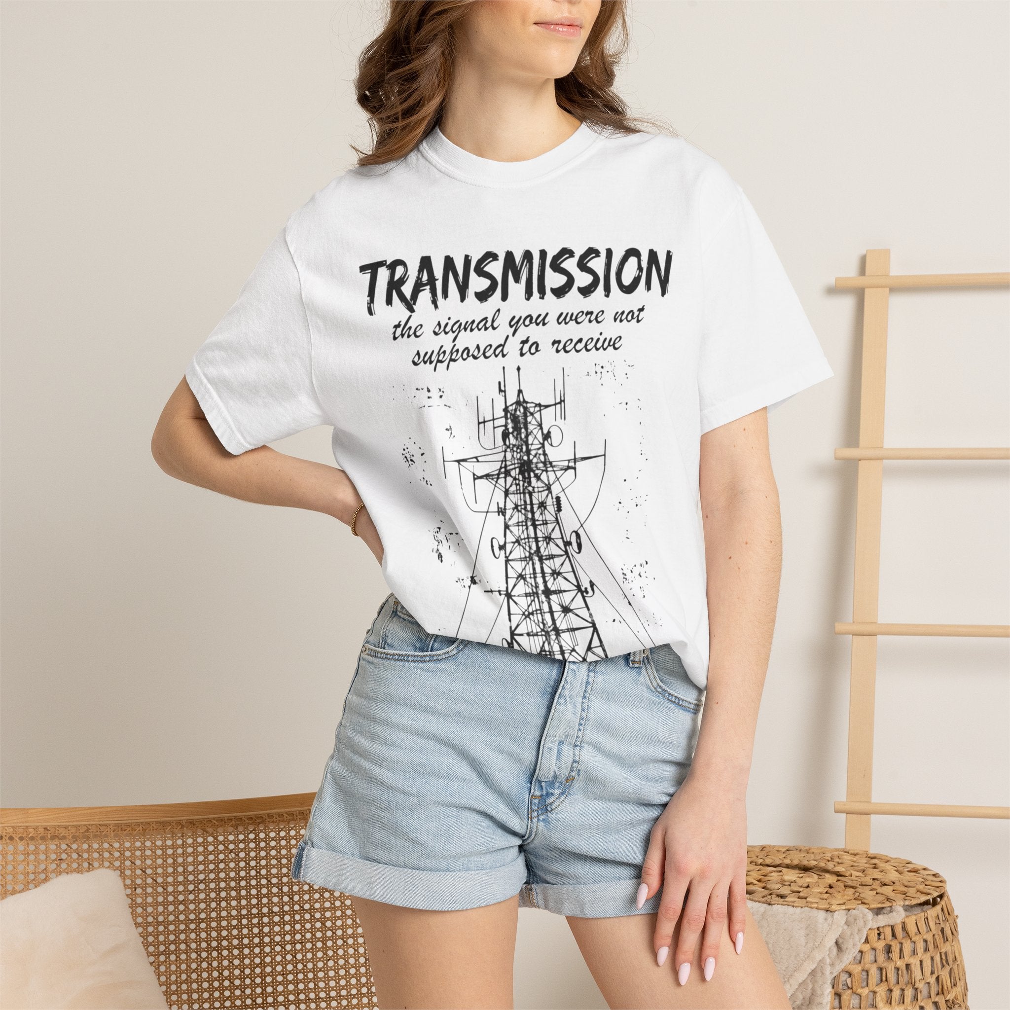 Transmission radio tower tee | Signal sketch graphic T-Shirt