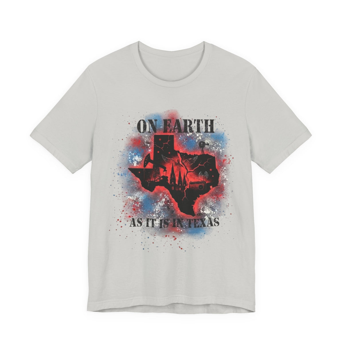 On Earth As It Is In Texas tee | Texas silhouette, skyline, watercolor earth