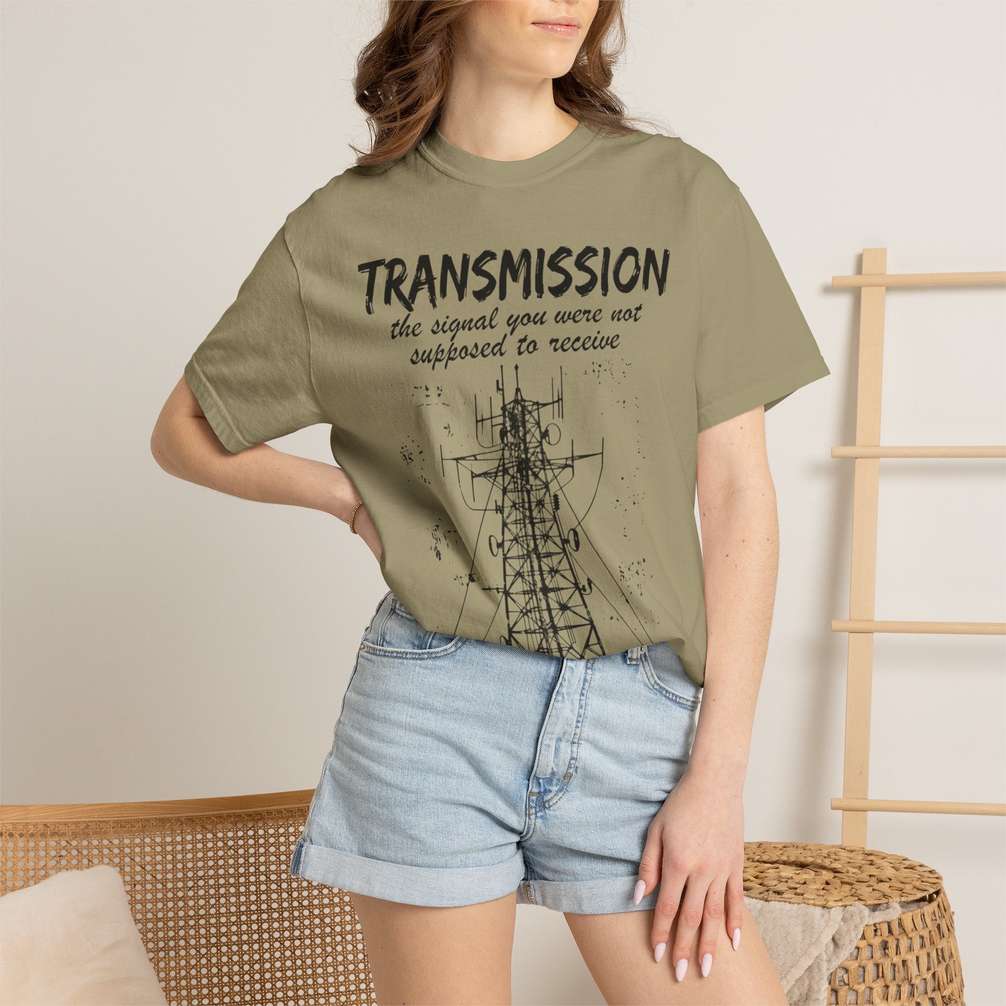 Transmission radio tower tee | Signal sketch graphic T-Shirt