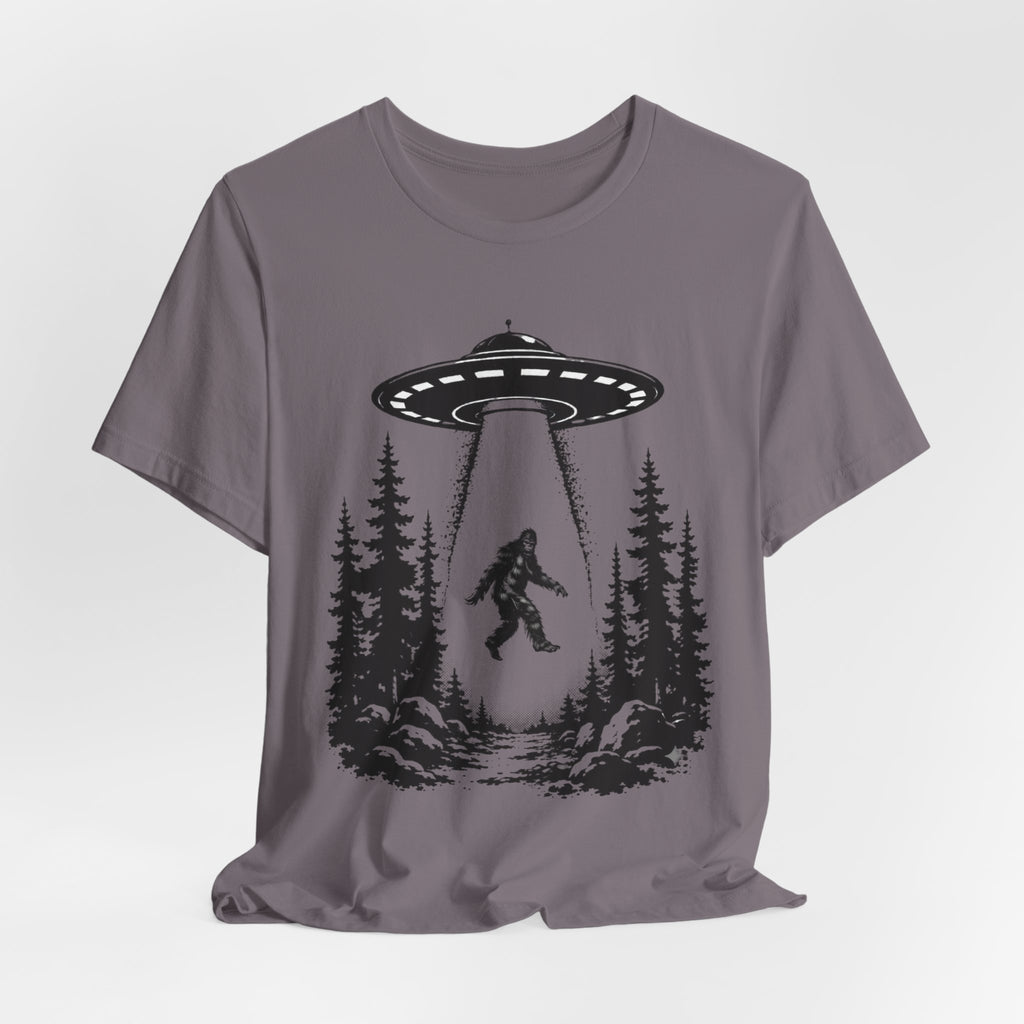 Sasquatch Abduction T-Shirt | UFO Bigfoot Forest Bigfoot Alien Beam