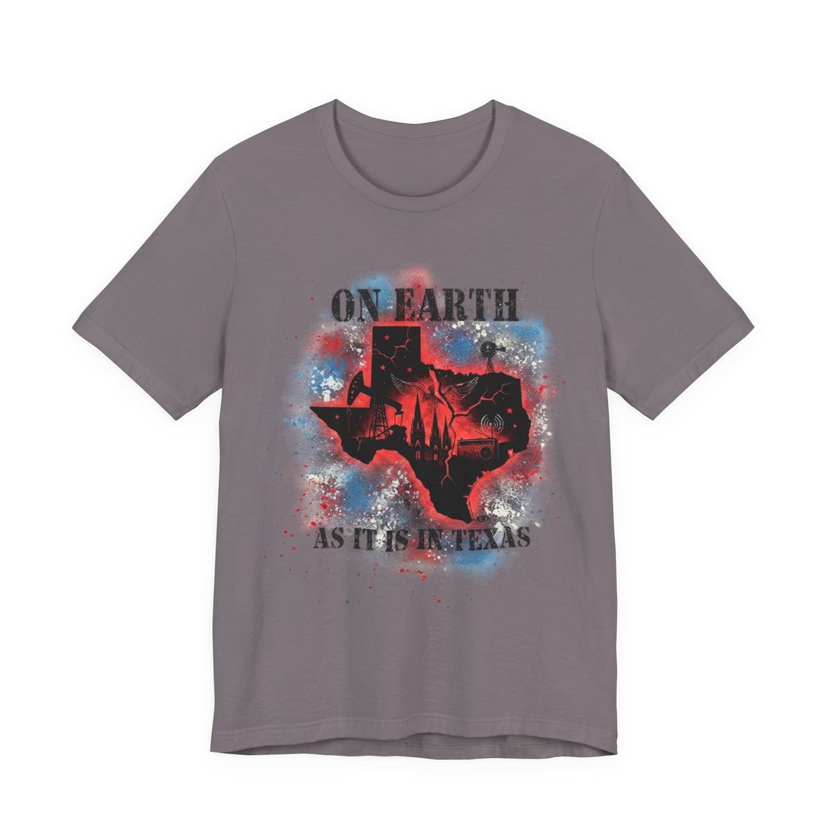 On Earth As It Is In Texas tee | Texas silhouette, skyline, watercolor earth