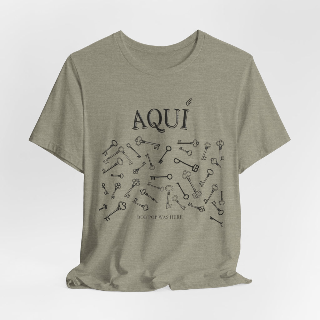 Aqui keys graphic Tee | Aquí scattered vintage key illustration