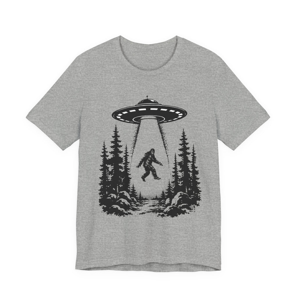 Sasquatch Abduction T-Shirt | UFO Bigfoot Forest Bigfoot Alien Beam