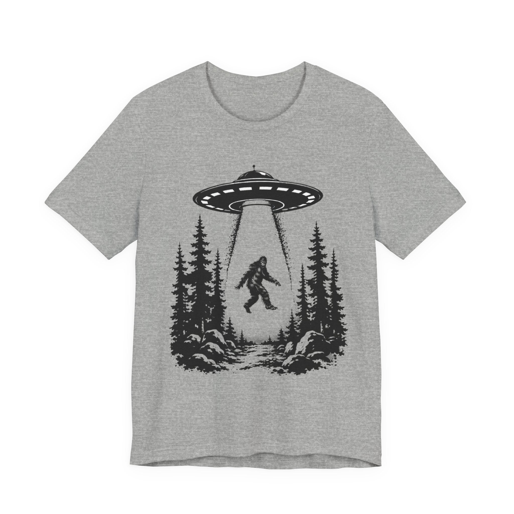 Sasquatch Abduction T-Shirt | UFO Bigfoot Forest Bigfoot Alien Beam