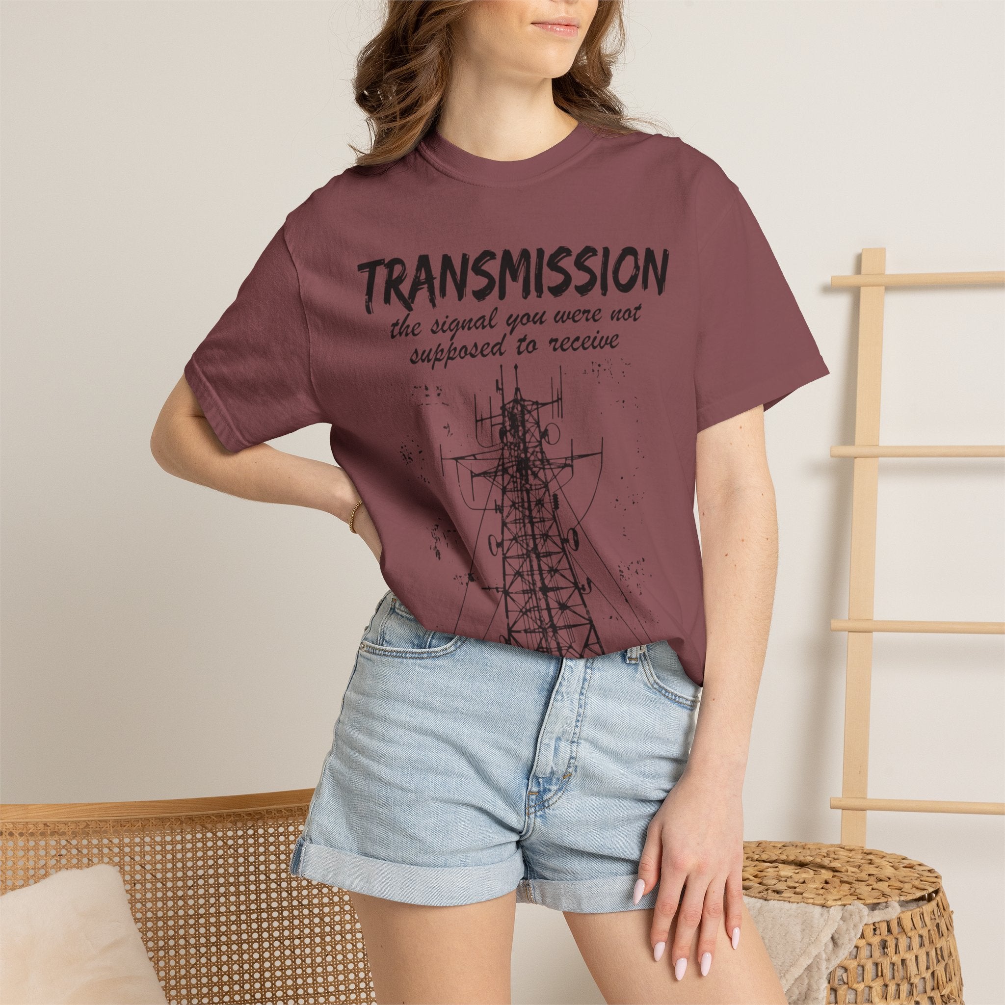 Transmission radio tower tee | Signal sketch graphic T-Shirt