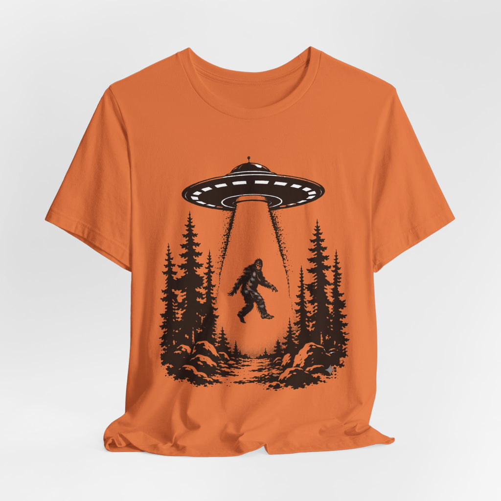 Sasquatch Abduction T-Shirt | UFO Bigfoot Forest Bigfoot Alien Beam