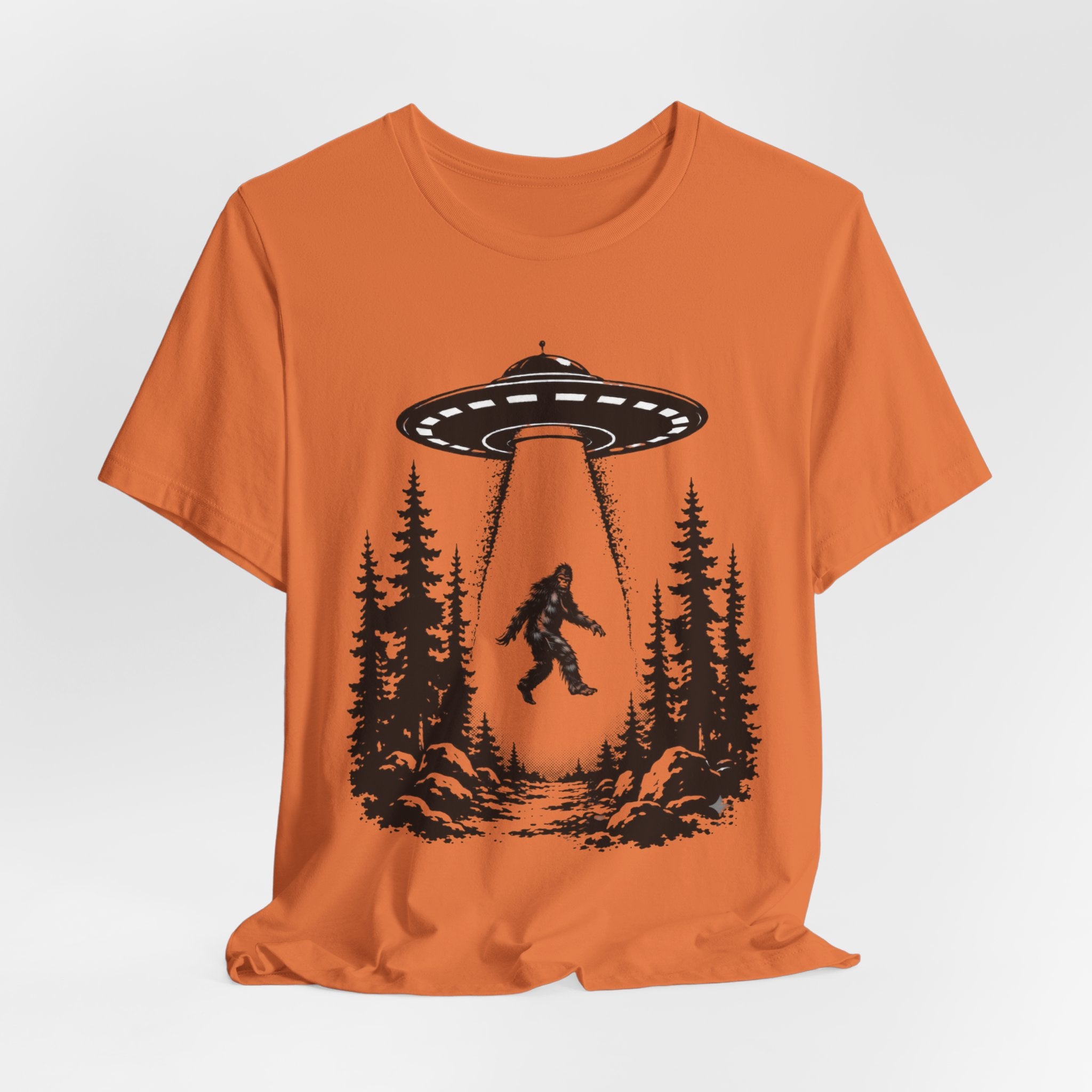 Sasquatch Abduction T-Shirt | UFO Bigfoot Forest Bigfoot Alien Beam