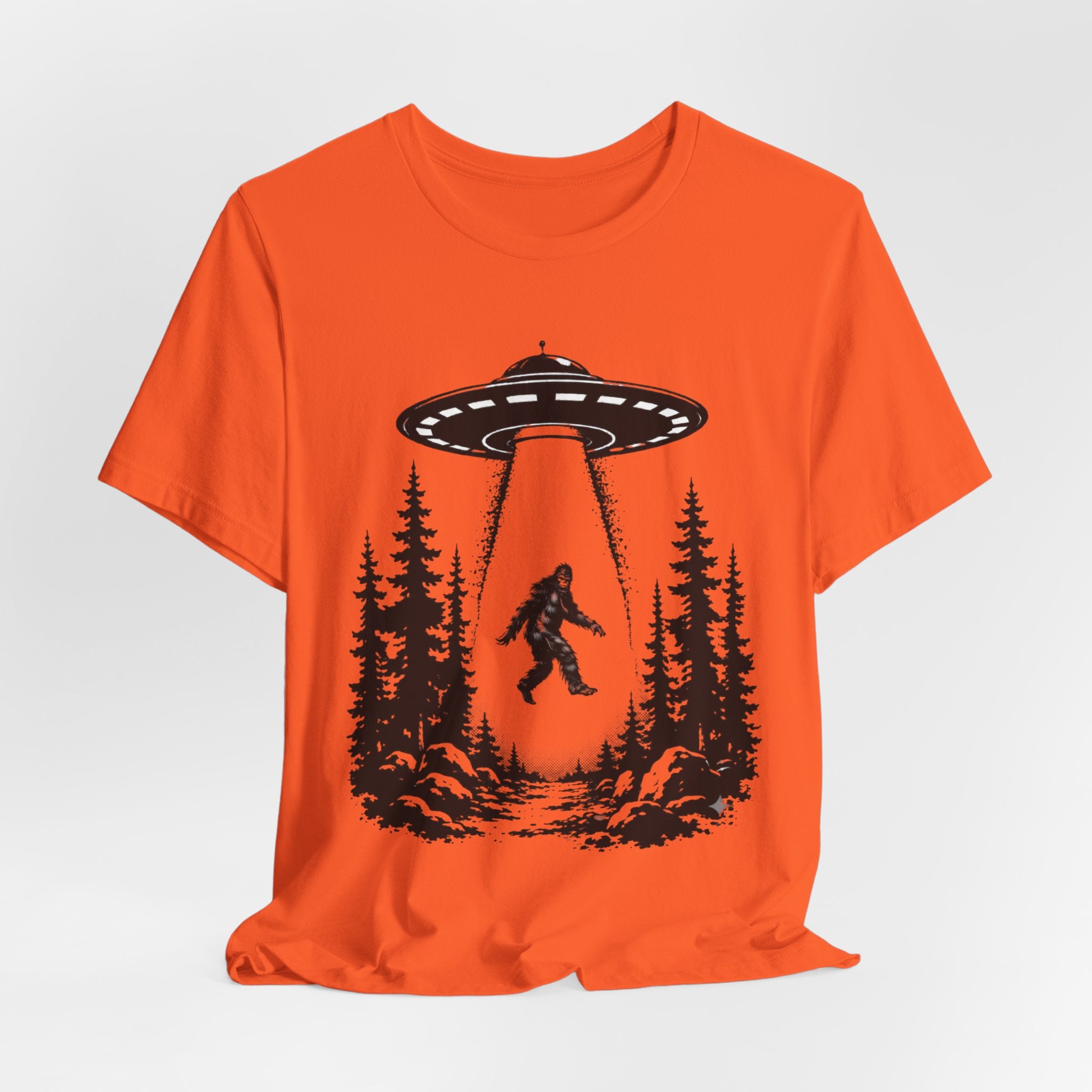 Sasquatch Abduction T-Shirt | UFO Bigfoot Forest Bigfoot Alien Beam