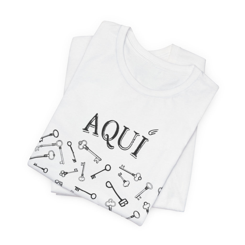 Aqui keys graphic Tee | Aquí scattered vintage key illustration