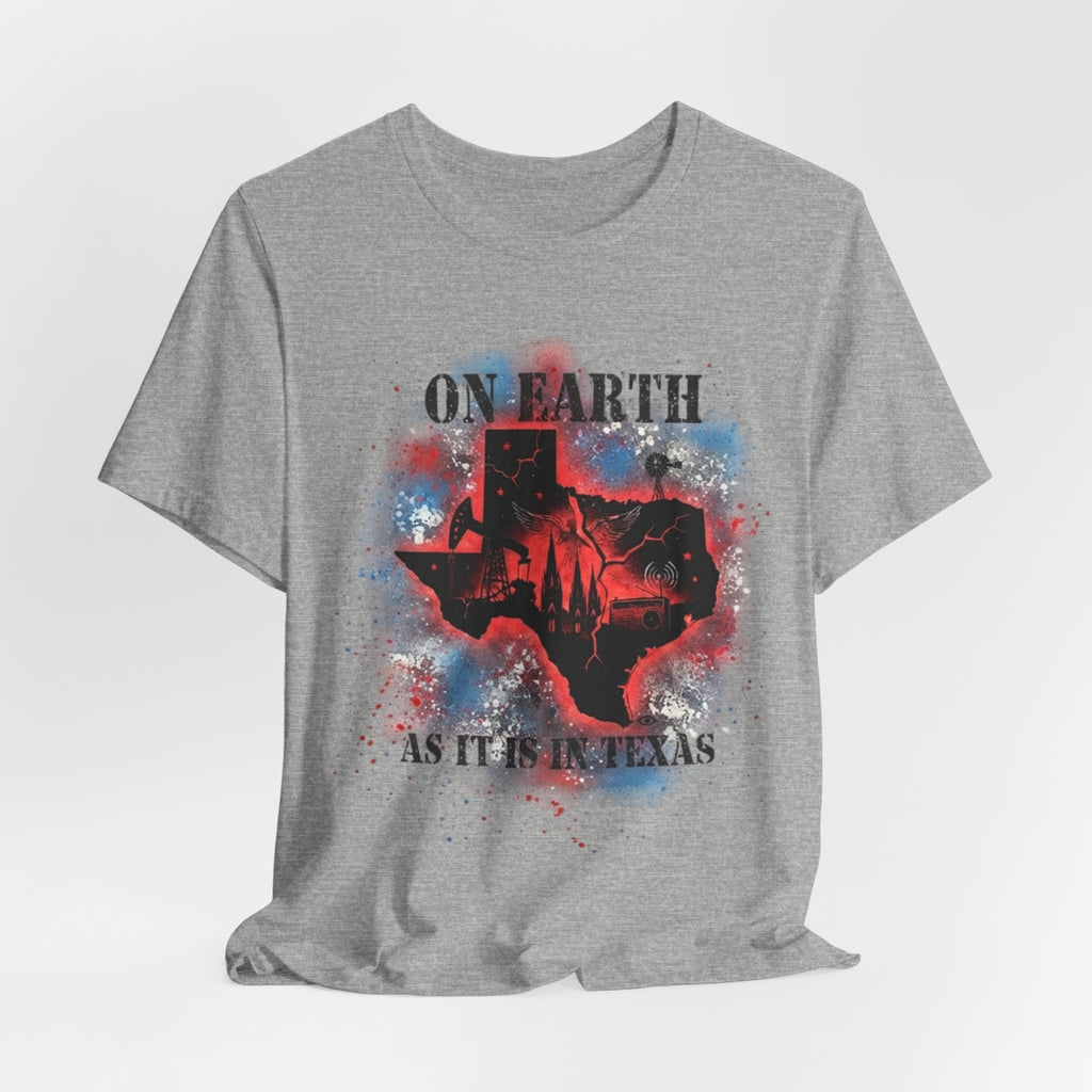 On Earth As It Is In Texas tee | Texas silhouette, skyline, watercolor earth